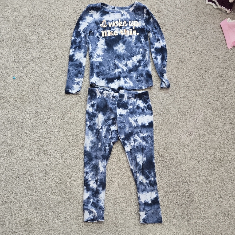 Blue Tie-Dye Pajama Set